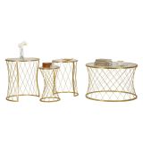 Tavolino da salotto circolare oro 70x70x54h cm - Set di 4 tavolini da salotto Cabiaglio