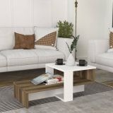 Tavolino da salotto complesso bianco e noce 40x44x33h cm - Pontey