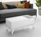 Tavolino da salotto Cuna, Tavolo basso da caffè, Portariviste per divano, Ripiano da soggiorno, 99x60 h41 cm, Bianco