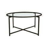 Tavolino da salotto Cursa, Tavolo basso da soggiorno, Ripiano da caffè, Tavolino per divano, 83x82h40 cm, Nero
