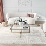 Tavolino da salotto Dabih, Tavolo basso da soggiorno, Ripiano da caffè, Tavolino per divano, 85x85h35 cm, Oro