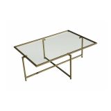 Tavolino da salotto Dheneb, Tavolo basso da soggiorno, Ripiano da caffè, Tavolino per divano, 94x64h35 cm, Oro
