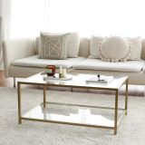 Tavolino da salotto Diphda, Tavolo basso da soggiorno, Ripiano da caffè, Tavolino per divano, 90x60h40 cm, Oro