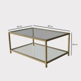 Tavolino da salotto Diphda, Tavolo basso da soggiorno, Ripiano da caffè, Tavolino per divano, 90x60h40 cm, Oro