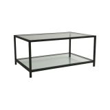 Tavolino da salotto Diphda, Tavolo basso da soggiorno, Ripiano da caffè, Tavolino per divano, 90x60h40 cm, Tortora e Nero