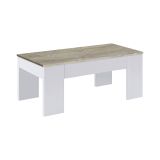 Tavolino da salotto Dleal, 100x50h45-56 cm, Bianco e Rovere Nodi