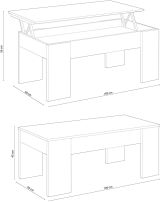 Tavolino da salotto Dleal, 100x50h45-56 cm, Bianco e Rovere Nodi