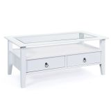 Tavolino da salotto Dorsten, Tavolo basso da caffè, Portariviste per divano, Ripiano da soggiorno, 115x60 h45 cm, Bianco