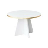 Tavolino da salotto Elnath, Tavolo basso da soggiorno, Ripiano da caffè, Tavolino per divano, 60x60h40 cm, Oro e Bianco