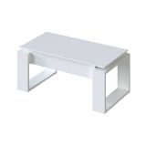 Tavolino da salotto Flint, Tavolino da caffè con piano elevabile, Tavolo basso da soggiorno, 105x55h45-56 cm, Bianco