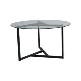 Tavolino da salotto Galactica, Tavolo basso da soggiorno, Ripiano da caffè, Tavolino per divano, 75x75h42 cm, Nero e Trasparente
