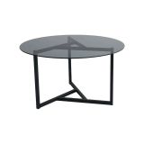 Tavolino da salotto Galactica, Tavolo basso da soggiorno, Ripiano da caffè, Tavolino per divano, 75x75h42 cm, Tortora e Nero