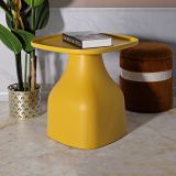 Tavolino da Salotto Giallo Adatto per Indoor-outdoor Angoli Arrotondati Forma Rettangolare 48x48x50h cm, Colore Ripiano Giallo - Midelt