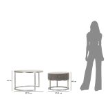 Tavolino da Salotto Grigio Argento un Cassetto Rivestimento in Tessuto Imbottito Modulabile 70x70x45h cm, un Vano - Daza