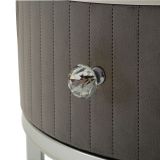 Tavolino da Salotto Grigio Argento un Cassetto Rivestimento in Tessuto Imbottito Modulabile 70x70x45h cm, un Vano - Daza