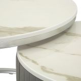 Tavolino da Salotto Grigio Argento un Cassetto Rivestimento in Tessuto Imbottito Modulabile 70x70x45h cm, un Vano - Daza