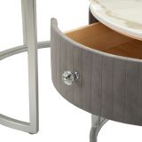 Tavolino da Salotto Grigio Argento un Cassetto Rivestimento in Tessuto Imbottito Modulabile 70x70x45h cm, un Vano - Daza