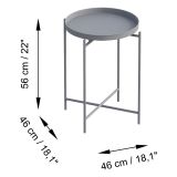 Tavolino da Salotto Grigio Chiaro Forma Rotondo Materiale Piano in Metallo 46x46x56h cm, Colore Ripiano Grigio - Gombito