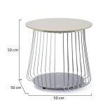 Tavolino da Salotto Grigio Forma Circolare Materiale Piano in Metallo 50x50x50h cm, Colore Ripiano Grigio - Cavalese
