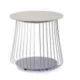 Tavolino da Salotto Grigio Forma Circolare Materiale Piano in Metallo 50x50x50h cm, Colore Ripiano Grigio - Cavalese