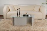 Tavolino da Salotto Grigio Forma Rettangolare Materiale Piano in Vetro 105x65x40h cm, Colore Ripiano Trasparente - Azriel