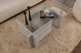Tavolino da Salotto Grigio Forma Rettangolare Materiale Piano in Vetro 105x65x40h cm, Colore Ripiano Trasparente - Azriel