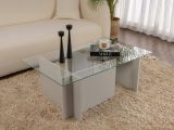 Tavolino da Salotto Grigio Forma Rettangolare Materiale Piano in Vetro 105x65x40h cm, Colore Ripiano Trasparente - Azriel
