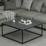 Tavolino da Salotto Grigio Nero un Vano Forma Rettangolare 90x90x42h cm, Colore Struttura Nero - Arcella