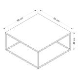 Tavolino da Salotto Grigio Nero un Vano Forma Rettangolare 90x90x42h cm, Colore Struttura Nero - Arcella