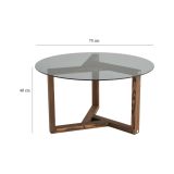 Tavolino da Salotto Grigio Noce Effetto Fume Forma Rotonda 75x75x40h cm, Materiale Struttura in Vetro - Luigia