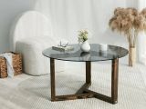 Tavolino da Salotto Grigio Noce Effetto Fume Forma Rotonda 75x75x40h cm, Materiale Struttura in Vetro - Luigia