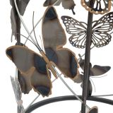 Tavolino da Salotto Grigio oro set da 2, Disegni con Farfalle Forma Rotondo 41x41x55h cm, Colore Ripiano Trasparente - Dhulik