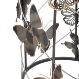 Tavolino da Salotto Grigio oro set da 2, Disegni con Farfalle Forma Rotondo 41x41x55h cm, Colore Ripiano Trasparente - Dhulik