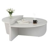 Tavolino da Salotto Grigio Peso Massimo Supportato 15 kg Forma Ovale 90x60x35h cm, Materiale Piano in Legno Nobilitato - Mansue