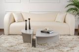 Tavolino da Salotto Grigio Peso Massimo Supportato 15 kg Forma Ovale 90x60x35h cm, Materiale Piano in Legno Nobilitato - Mansue