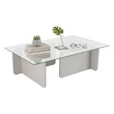 Tavolino da Salotto Grigio Portariviste Forma Rettangolare 105x65x30h cm, Materiale Piano in Vetro - Kallias