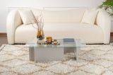 Tavolino da Salotto Grigio Portariviste Forma Rettangolare 105x65x30h cm, Materiale Piano in Vetro - Kallias