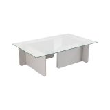 Tavolino da Salotto Grigio Portariviste Forma Rettangolare 105x65x30h cm, Materiale Piano in Vetro - Kallias
