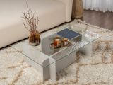 Tavolino da Salotto Grigio Portariviste Forma Rettangolare 105x65x30h cm, Materiale Piano in Vetro - Kallias
