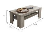 Tavolino da Salotto Grigio Rovere Grigio un Vano Forma Rettangolare 110x55x41h cm, Sfumatura Colore Ripiano Rovere Grigio - Mergozzo