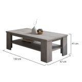 Tavolino da Salotto Grigio Rovere Grigio un Vano Forma Rettangolare 130x67x41h cm, Sfumatura Colore Ripiano Rovere Grigio - Carlazzo