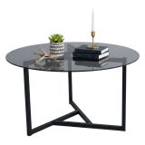 Tavolino da Salotto Grigio Tortora Forma Rotonda Colore Ripiano Trasparente 75x75x42h cm, Sfumatura Colore Struttura Tortora - Esperia