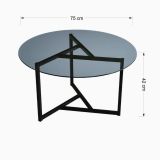 Tavolino da Salotto Grigio Tortora Forma Rotonda Colore Ripiano Trasparente 75x75x42h cm, Sfumatura Colore Struttura Tortora - Esperia