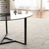 Tavolino da Salotto Grigio Tortora Forma Rotonda Colore Ripiano Trasparente 75x75x42h cm, Sfumatura Colore Struttura Tortora - Esperia