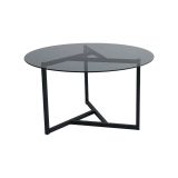 Tavolino da Salotto Grigio Tortora Forma Rotonda Colore Ripiano Trasparente 75x75x42h cm, Sfumatura Colore Struttura Tortora - Esperia