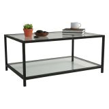 Tavolino da Salotto Grigio Tortora Nero un Vano Forma Rettangolare 90x60x40h cm, Colore Ripiano Trasparente - Mina