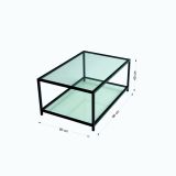 Tavolino da Salotto Grigio Tortora Nero un Vano Forma Rettangolare 90x60x40h cm, Colore Ripiano Trasparente - Mina