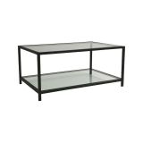 Tavolino da Salotto Grigio Tortora Nero un Vano Forma Rettangolare 90x60x40h cm, Colore Ripiano Trasparente - Mina