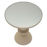 Tavolino da Salotto Grigio Tortora Trasparente Forma Rotondo Colore Ripiano Trasparente 41x41x42h cm, Materiale Struttura in Vetro - Fameso
