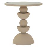 Tavolino da Salotto Grigio Tortora Trasparente Forma Rotondo Colore Ripiano Trasparente 41x41x42h cm, Materiale Struttura in Vetro - Fameso